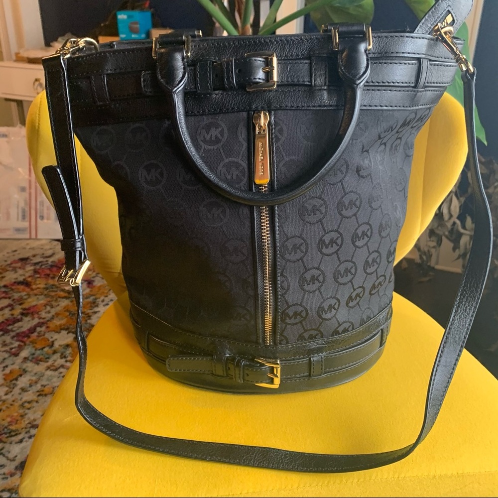 Michael Kors Kingsbury Satchel- Black Monogram
